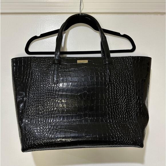 Kate Spade Black Croc-Embossed Tote - Picture 1 of 16